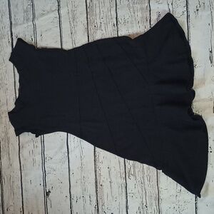 Fresh Produce Black Cotton Asymmetrical Tiered Midi Dress M